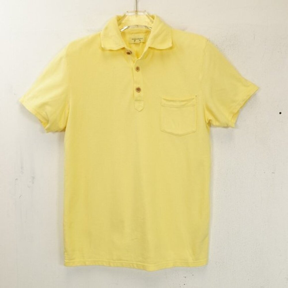 Banana Republic Polo Shirt Mens SMALL Yellow Cotton Casual Golf Sport‎ Pocket